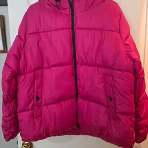 Madden Girl XL Hot Pink Puffer Jacket Coat NWT Fuchsia Hooded Sherpa Lined